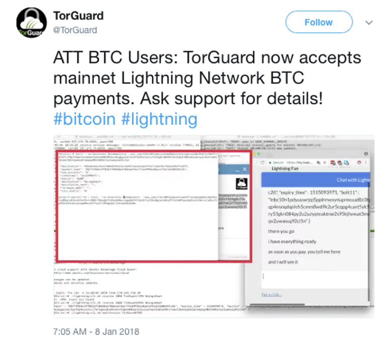 Lightning Network payment for TorGUard.